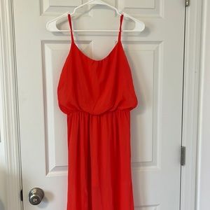 Orange maxi dress.
